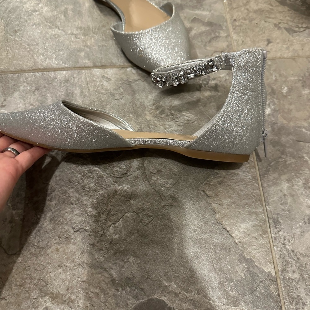 Copper Key Silver Glitter Flats